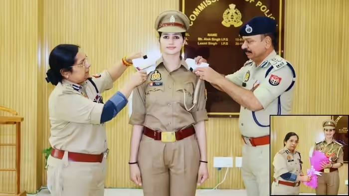 कौन हैं SI मधु सिंह: नोएडा पुलिस कमिश्नर लक्ष्मी सिंह ने उनके कंधे पर उनकी नई रैंक का स्टार लगाकर उन्हें बधाई दी